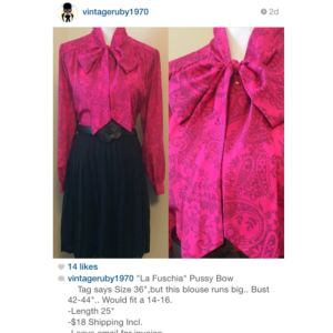 "La Fuschia" PussyBow blouse sold by @VintageRUby1970