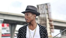 Pharrell Williams On Set Of Music Video In Florida
