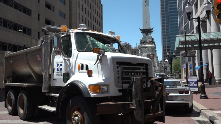 Truck with window smashed in Downtown Indianapolis after protests